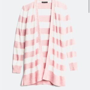 Pink & White Striped Cardigan